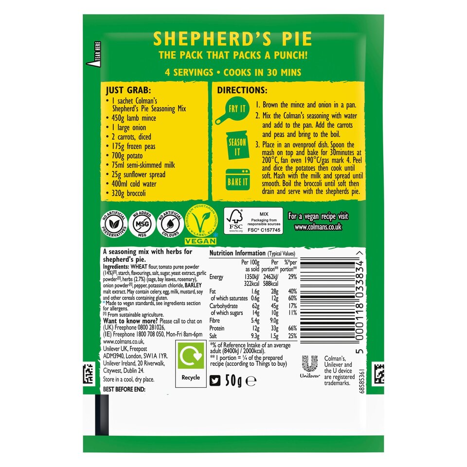 Colman's Shepherd's Pie Recipe Mix 50g