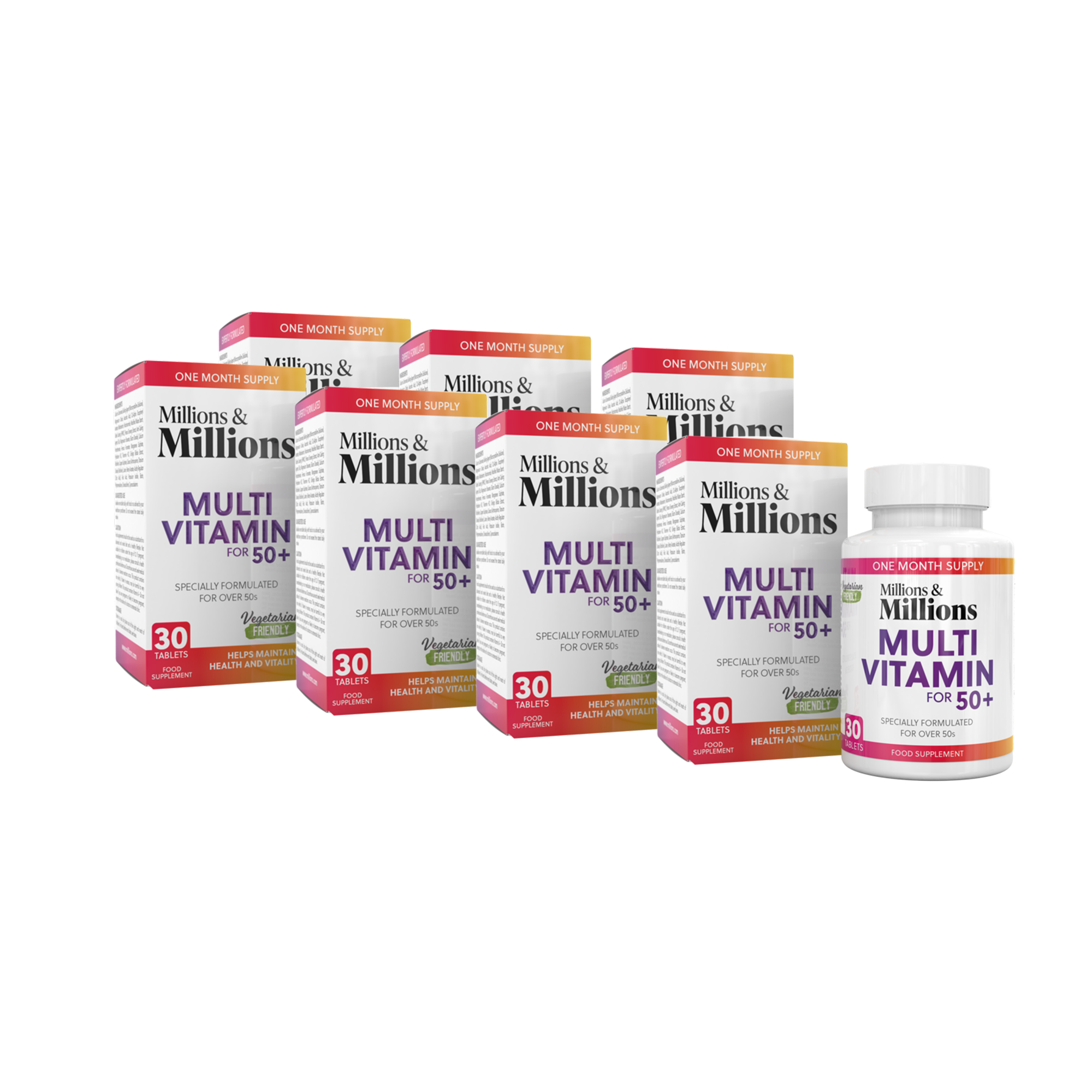 Millions & Millions 50+ Multi Vitamin & Minerals (Box) 8 x 30 Tablets - Out of Date