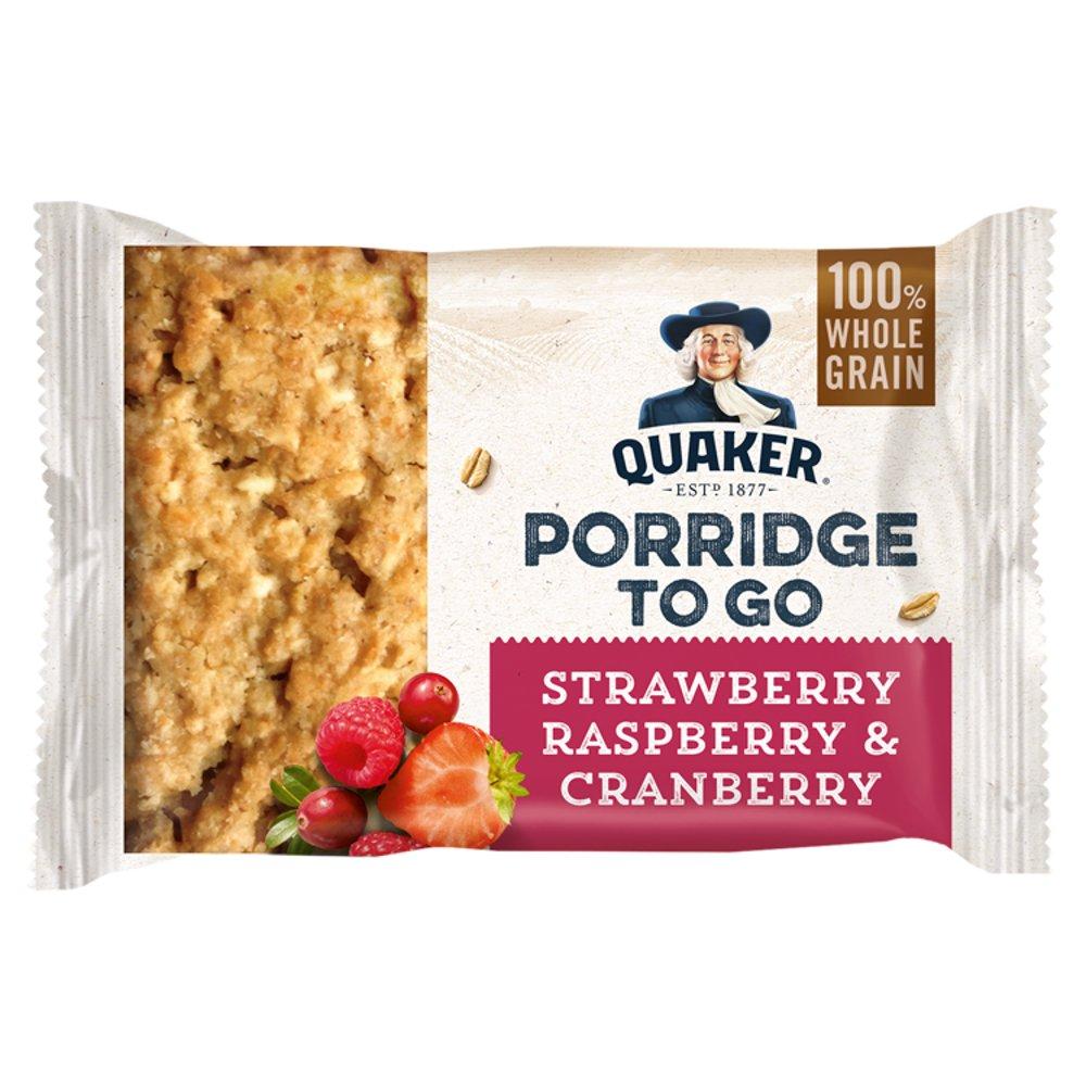 Quaker Oats Porridge To Go Bar Straw/Rasp/Cranberry 12 x 55g - Out of Date