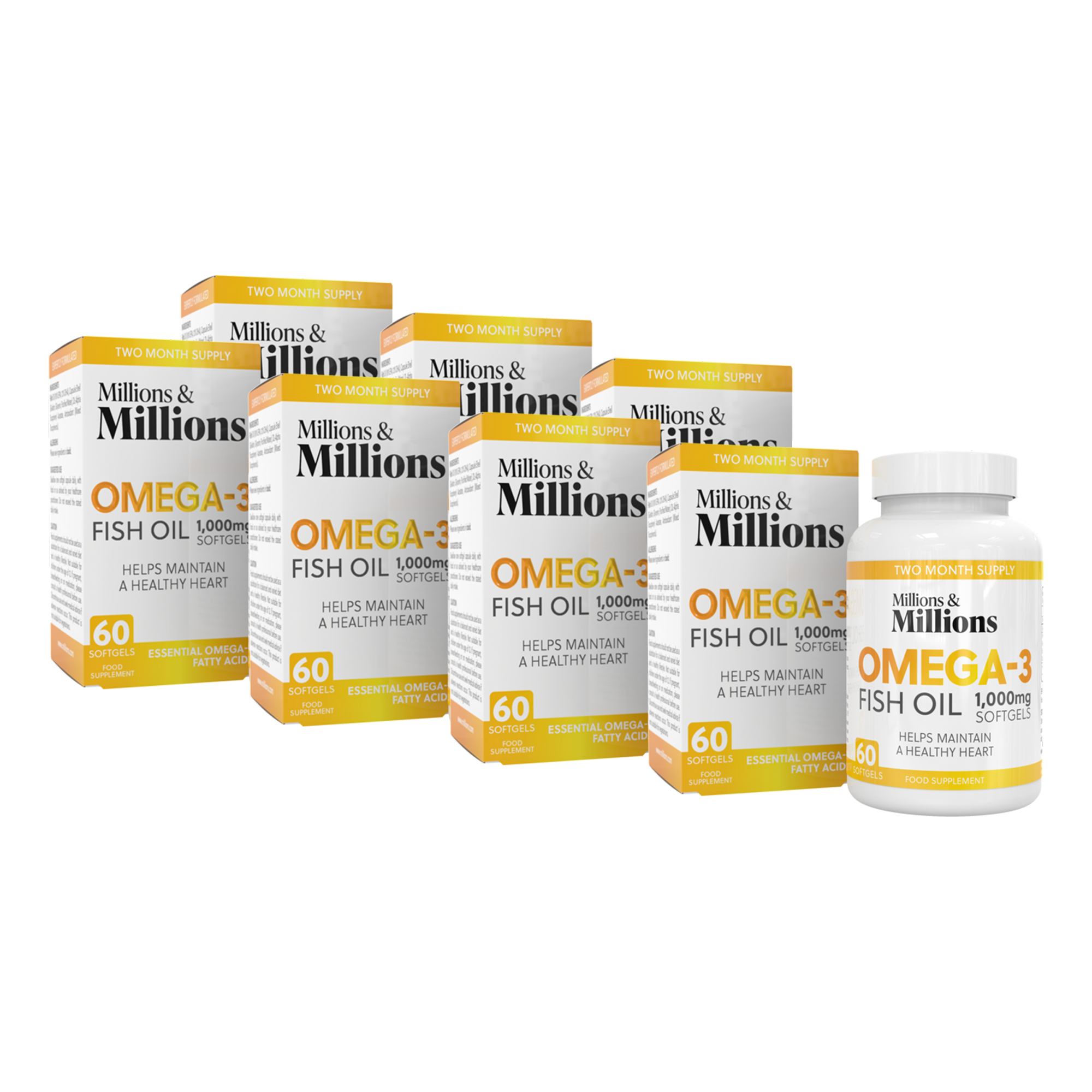 Millions & Millions Omega 3 Fish Oil 1,000mg (Box) 8 x 90 Caps - Out of Date