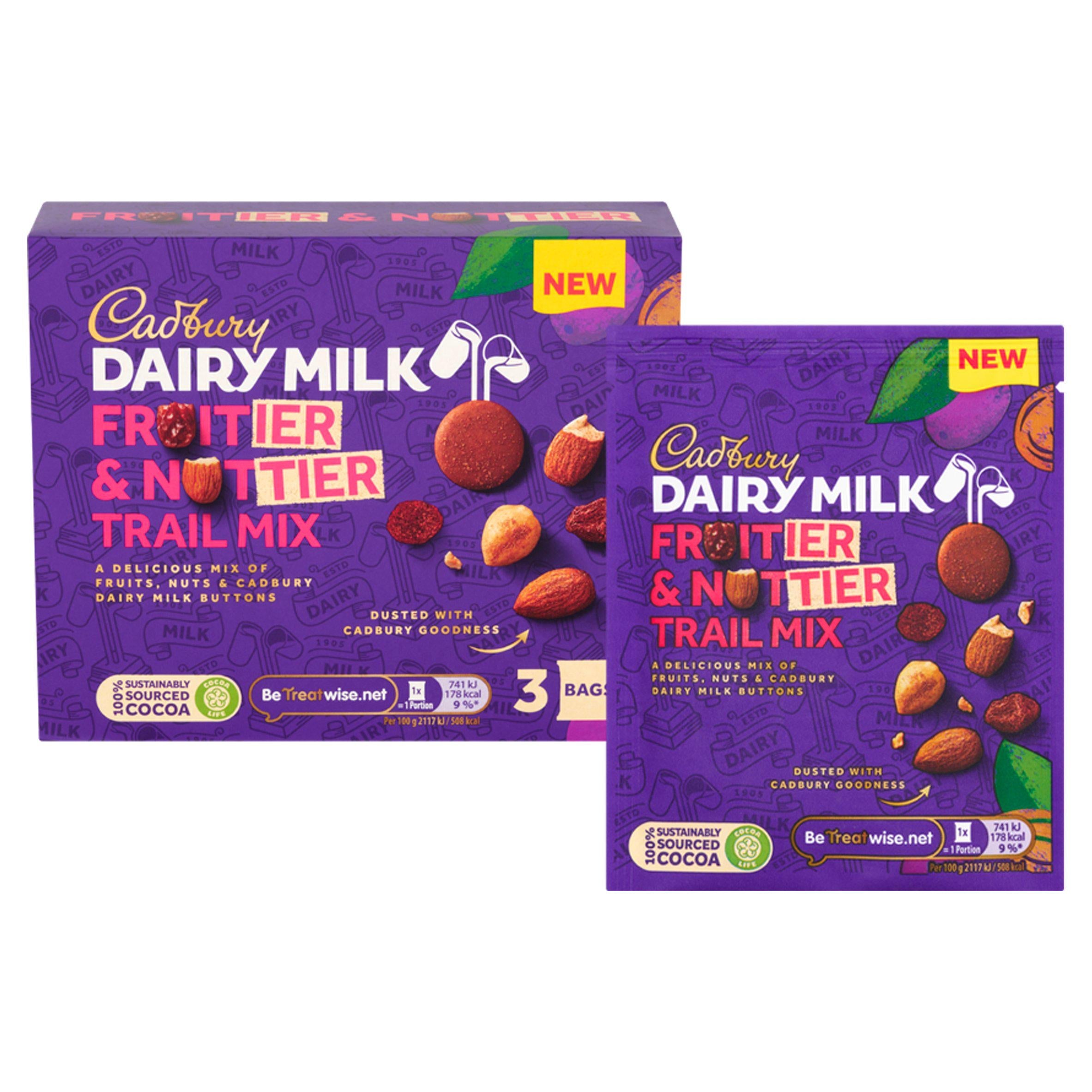 Cadbury Dairy Milk Fruitier & Nuttier Trail Mix 3 x 35g - Out of Date